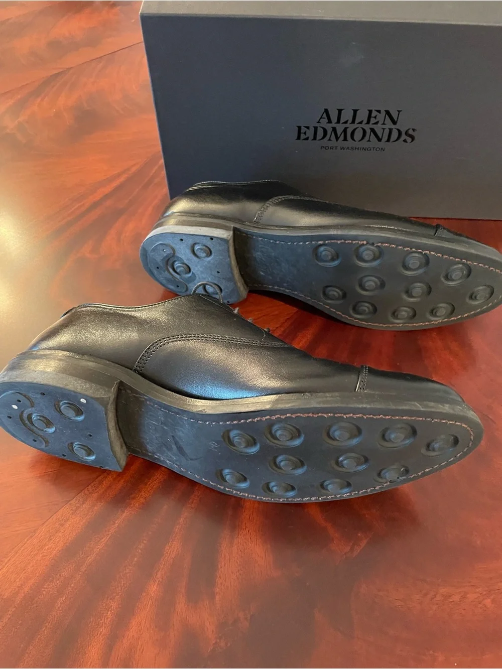 Allen Edmonds Park Avenue Black Cap Derby Shoes